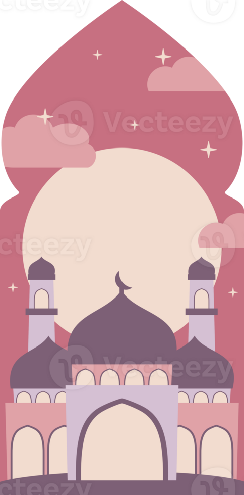 Arched Window with Mosque Background Illustration png