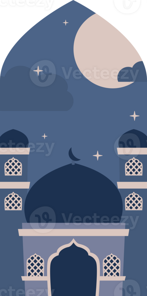 Arched Window with Mosque Background Illustration png