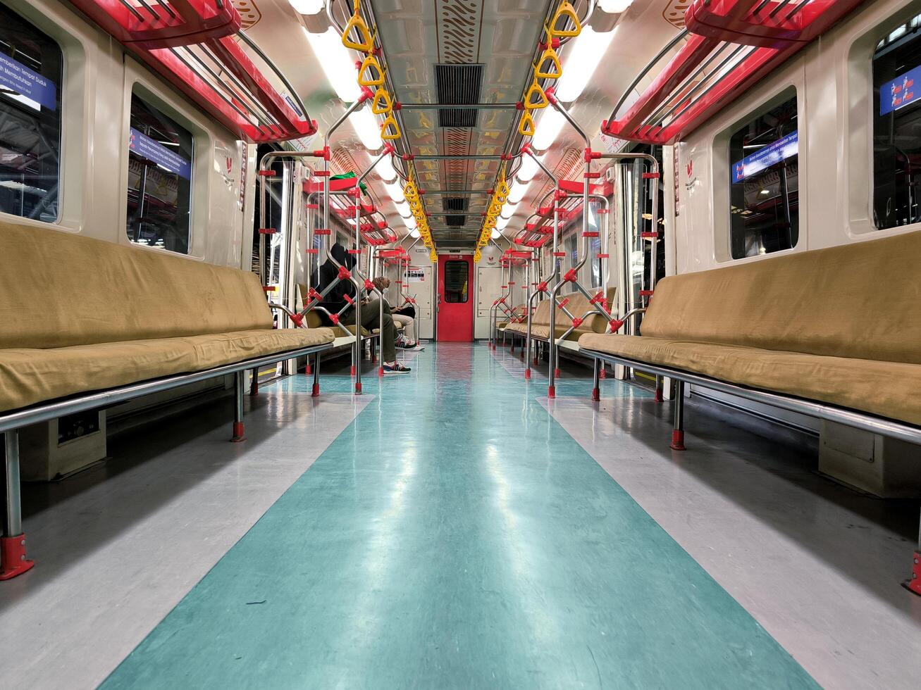 Yogyakarta, Indonesia, 2023 - An empty commuter train carriage at a train station in Yogyakarta, Indonesia photo