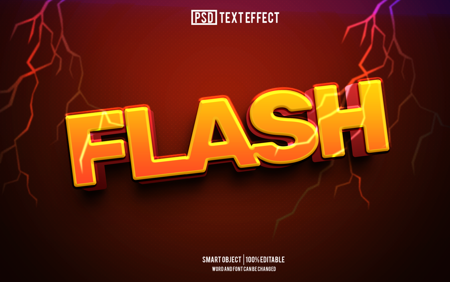 flash text effect, font editable, typography, 3d text psd