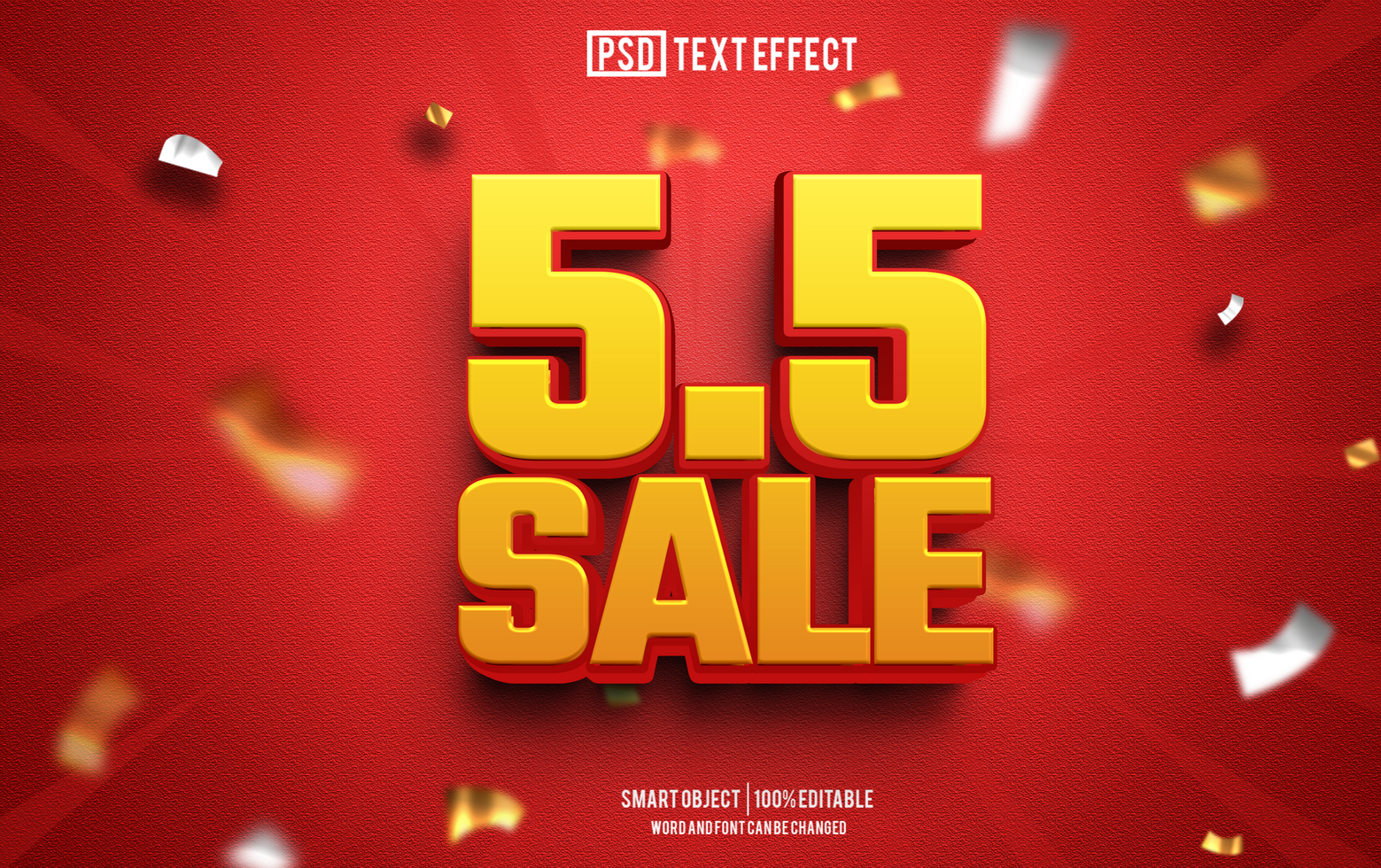 5 5 sale text effect, font editable, typography, 3d text psd