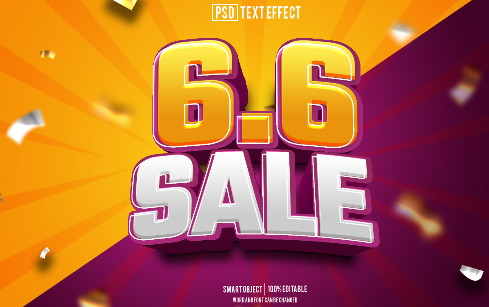 6 6 sale text effect, font editable, typography, 3d text psd
