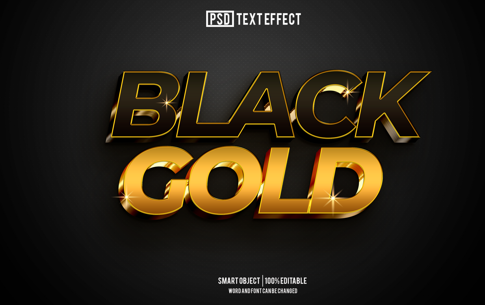 black gold text effect, font editable, typography, 3d text psd