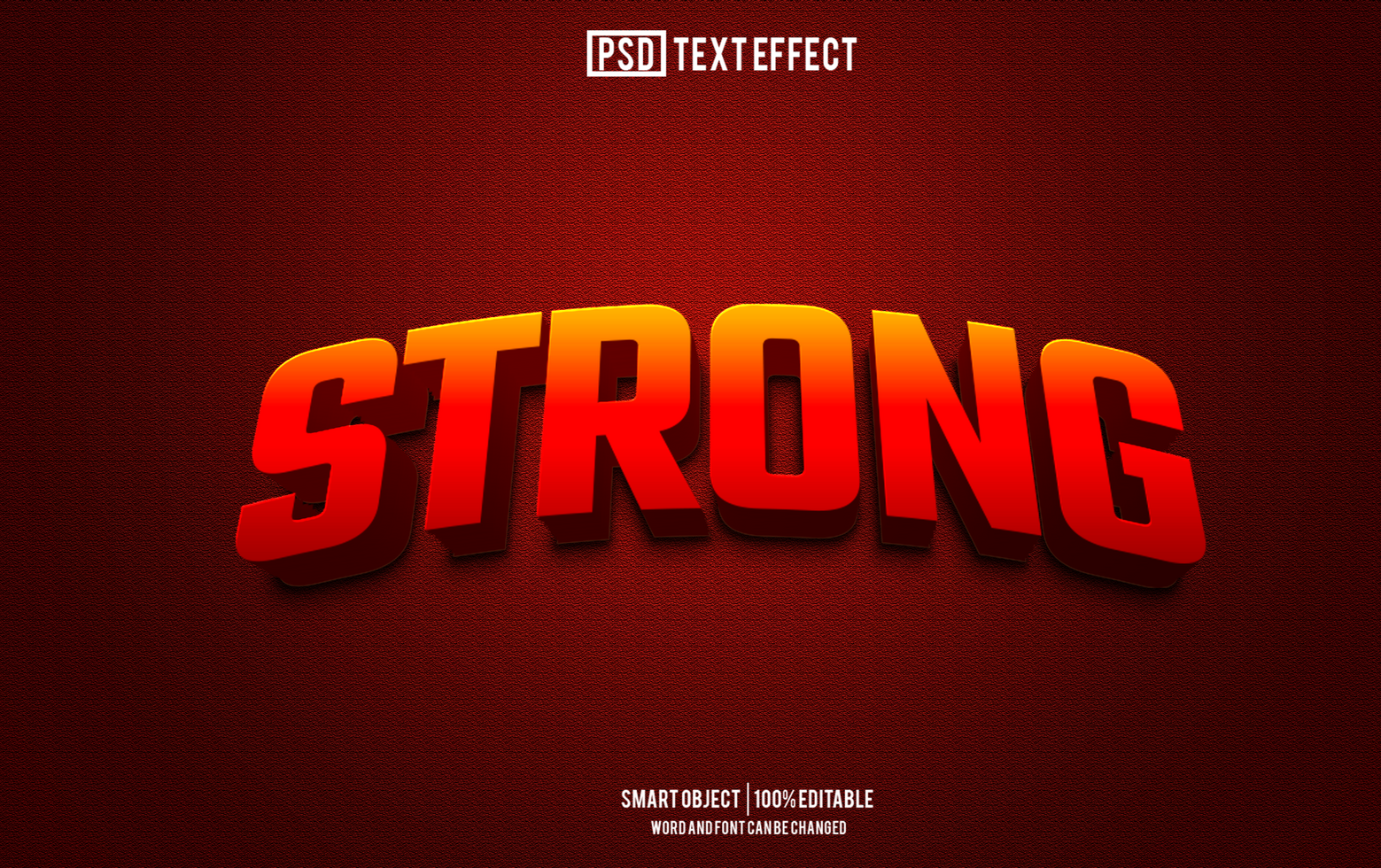 strong text effect, font editable, typography, 3d text psd