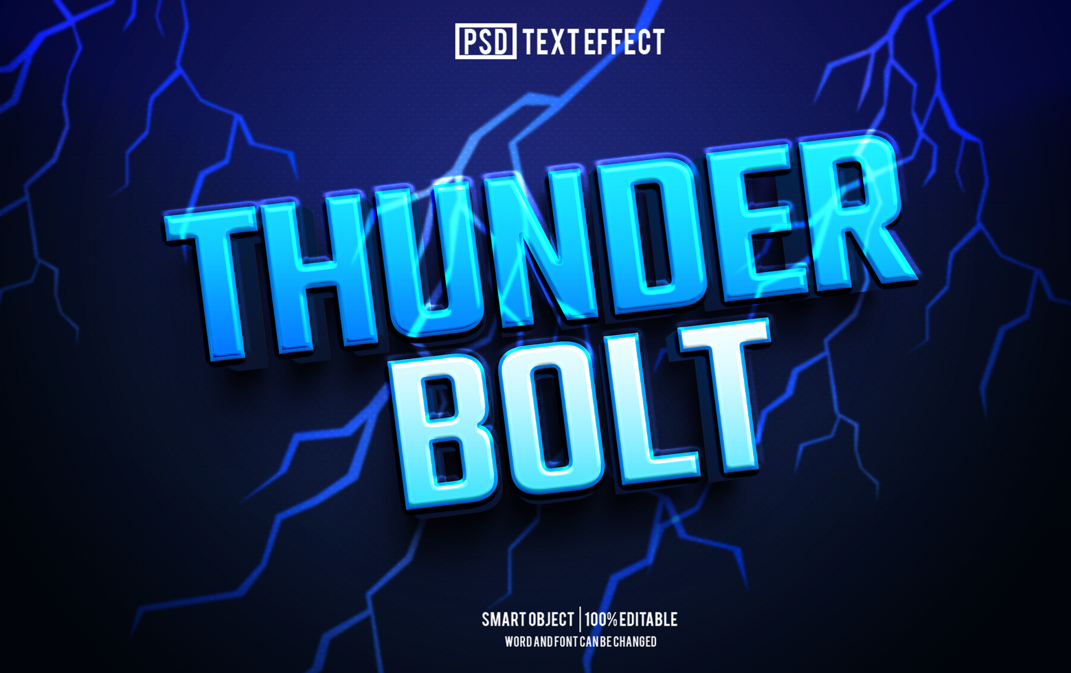 thinder bolt text effect, font editable, typography, 3d text psd