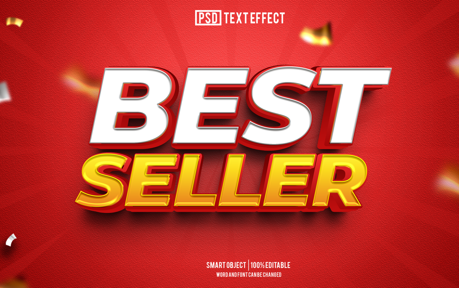 best seller text effect, font editable, typography, 3d text psd