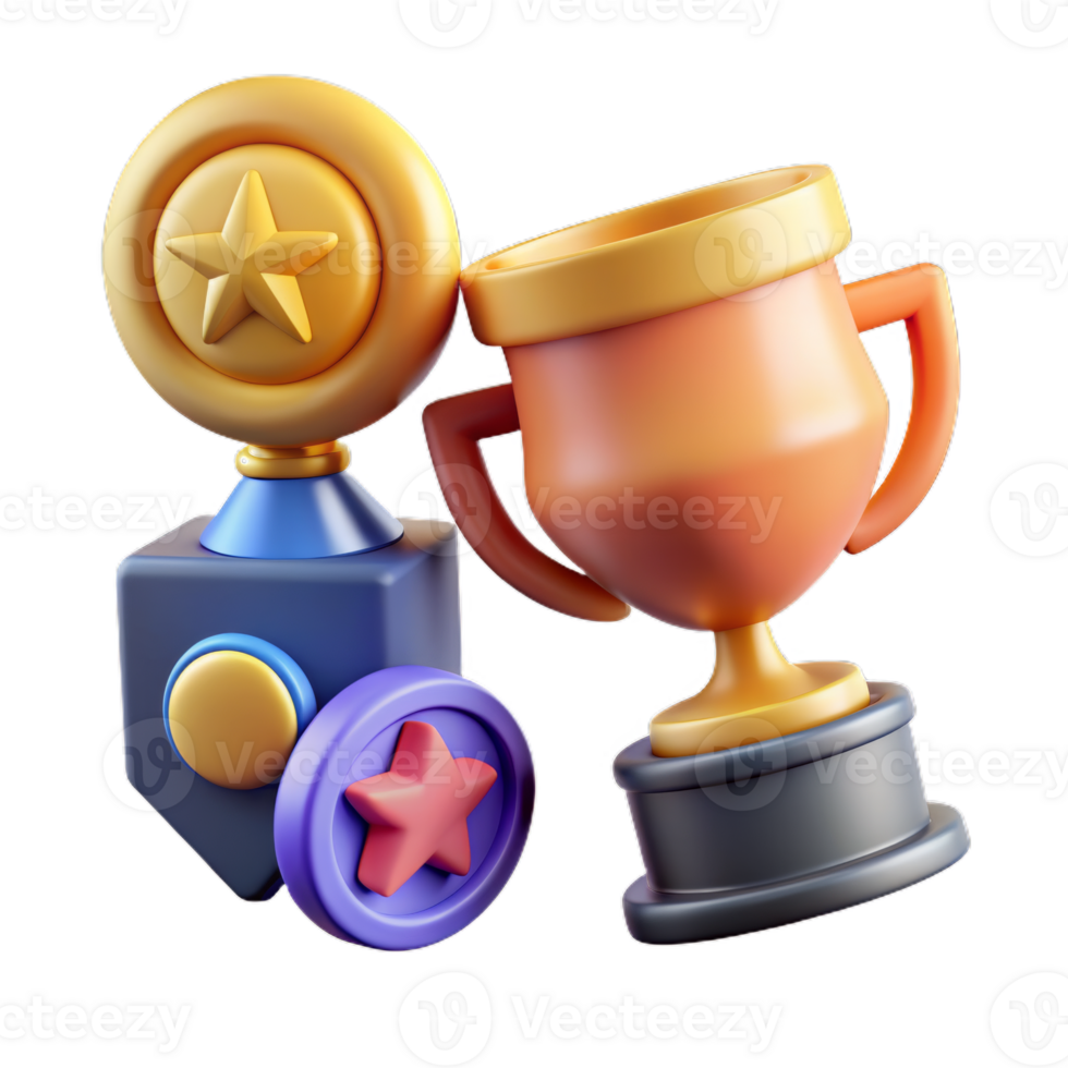 Awards icon set. cup prize award golden trophy, stars and goblets. UI Achievement Badges. png