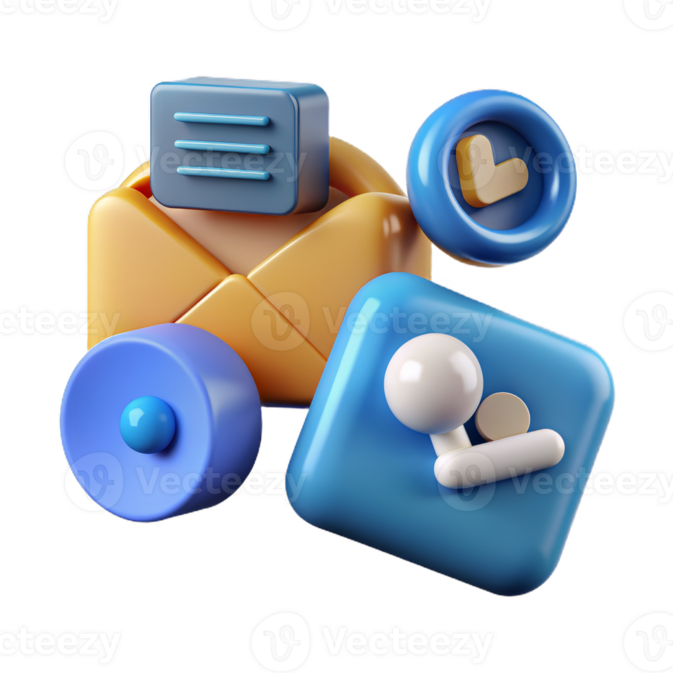 3D Social media platform, online social communication applications concept, social network Icons trendy design for social media advertising. png