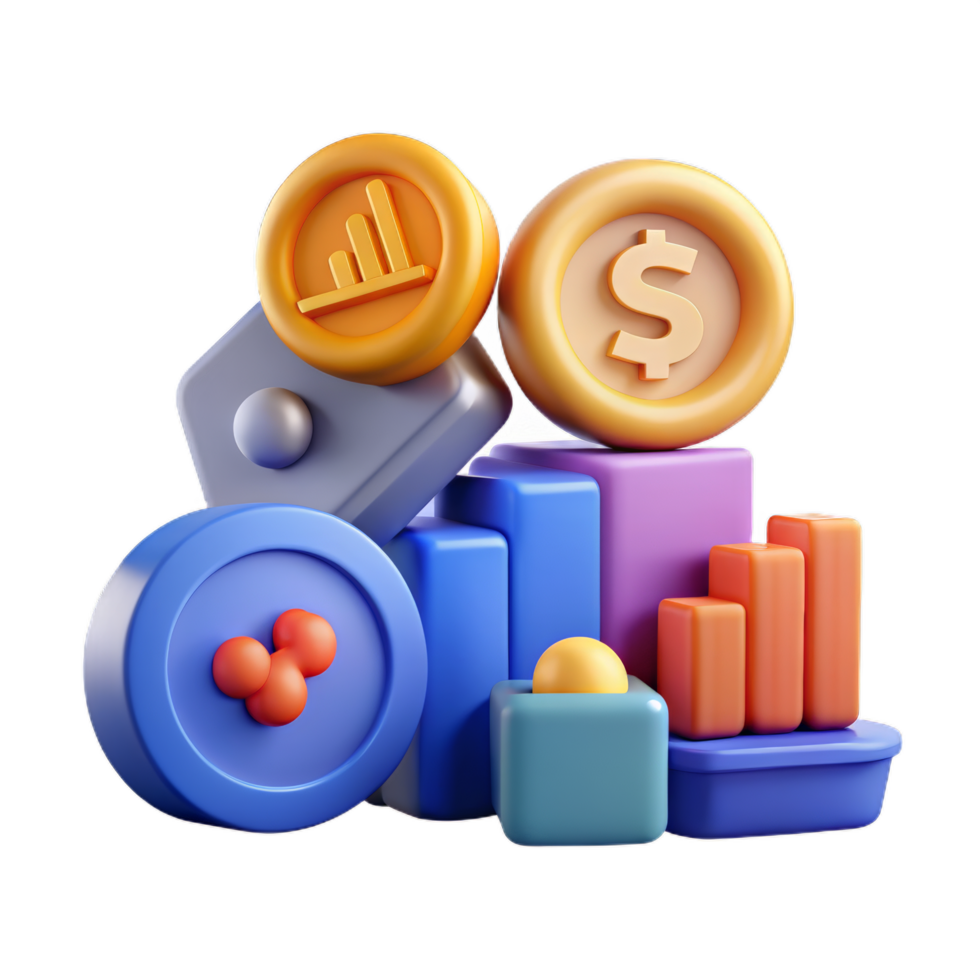 3D Money icon set. concept of cashback and making money. png