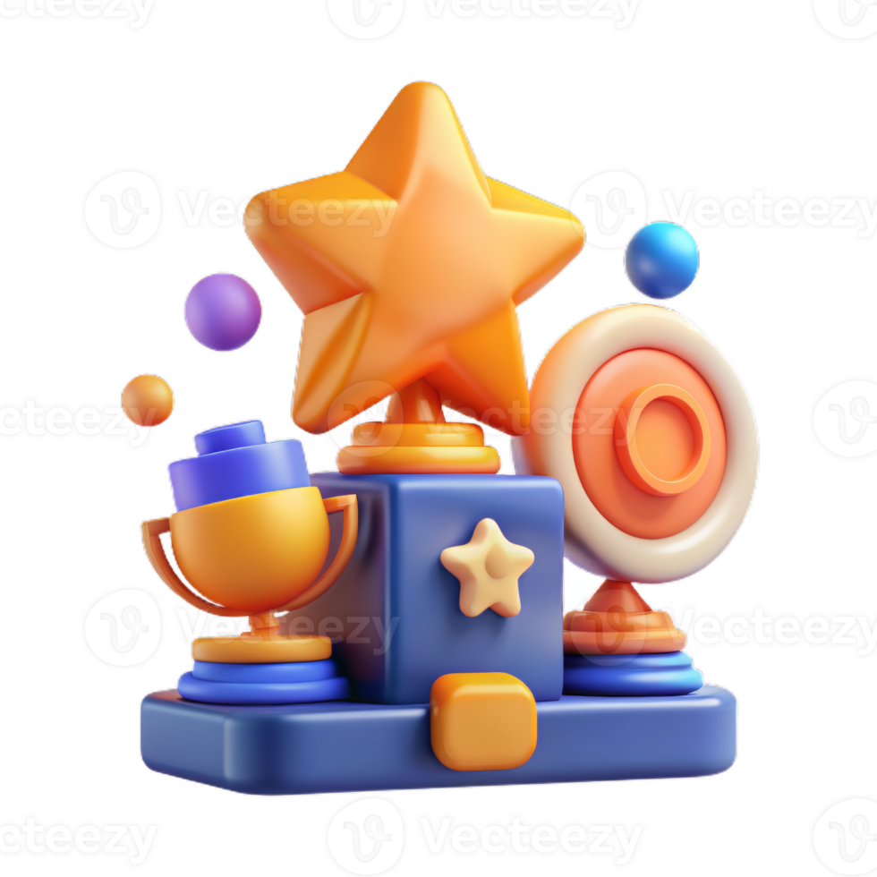 Awards icon set. cup prize award golden trophy, stars and goblets. UI Achievement Badges. png