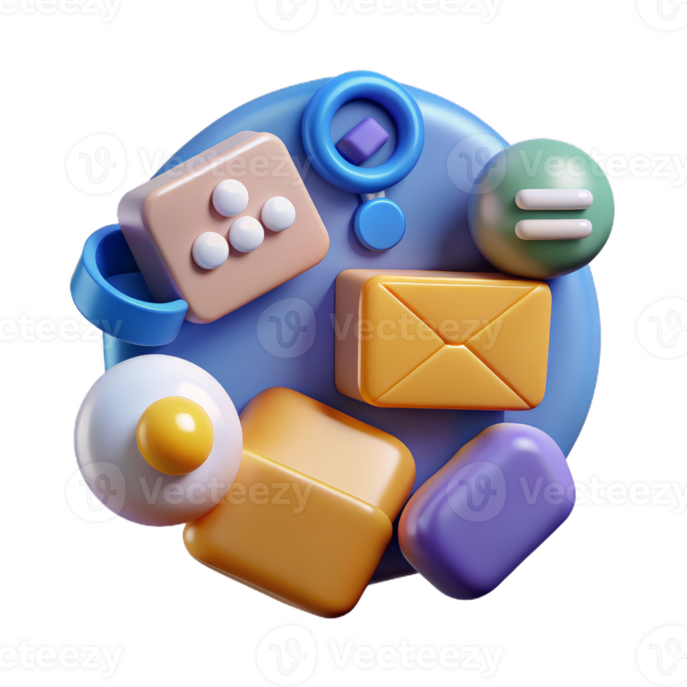 3D Social media platform, online social communication applications concept, social network Icons trendy design for social media advertising. png