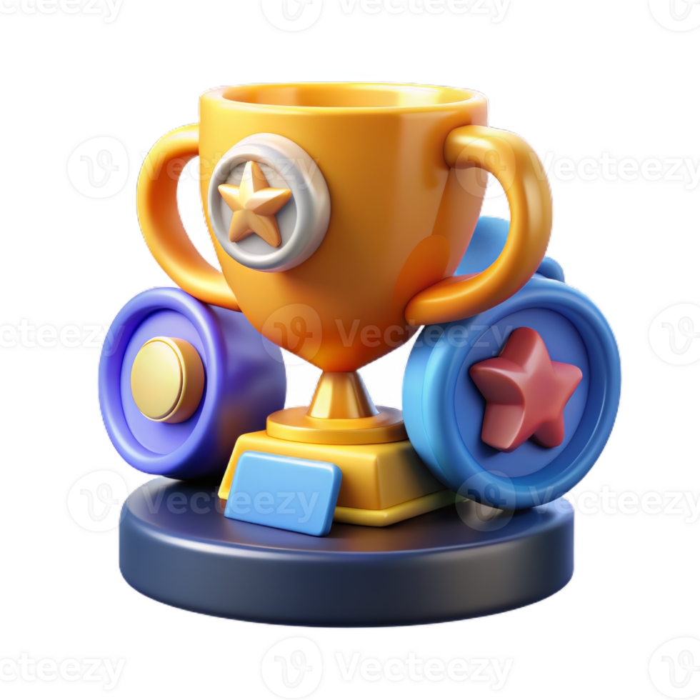 Awards icon set. cup prize award golden trophy, stars and goblets. UI Achievement Badges. png