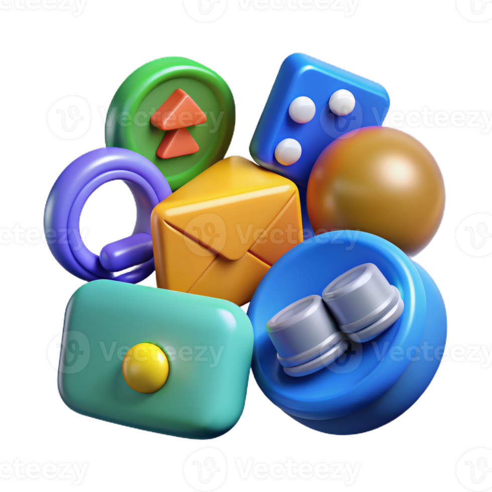 3D Social media platform, online social communication applications concept, social network Icons trendy design for social media advertising. png