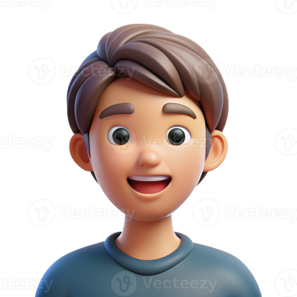 3d personaggio persone vicino su ritratto, sorridente simpatico, 3d avartar o icona, png