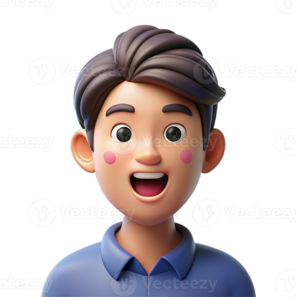 3d character people close up portrait, smiling nice, 3d Avartar or icon, png