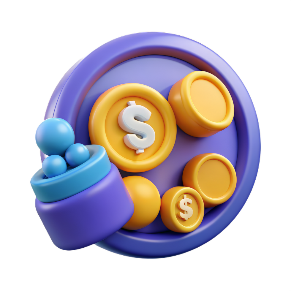 3D Money icon set. concept of cashback and making money. png