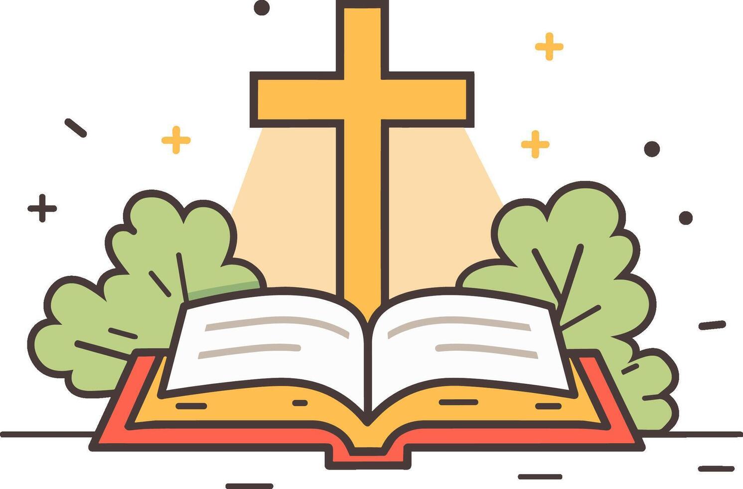 ai generado Biblia con cristiano cruzar icono. contento Pascua de Resurrección día festivo. sencillo plano vector icono.