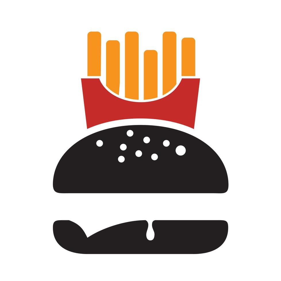 Delicious burger. Flat icon, logo or sticker for your design, menu, website, promotional items. vector