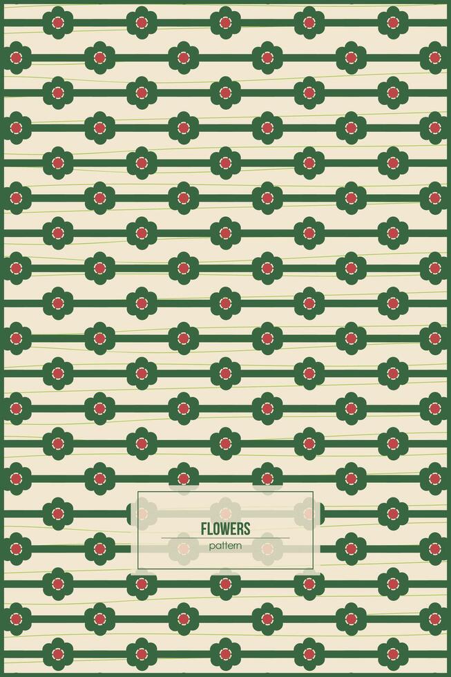 beautiful flowers pattern with dominant dark green color vector