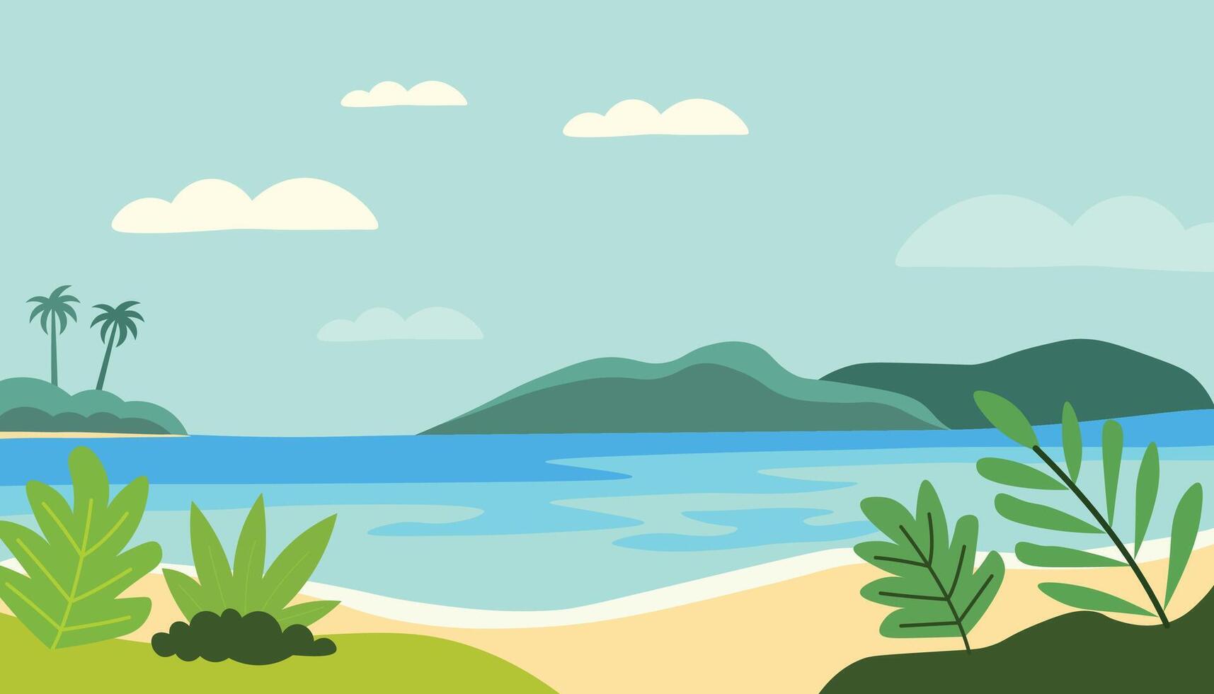 Summer Beach background vector illustration.