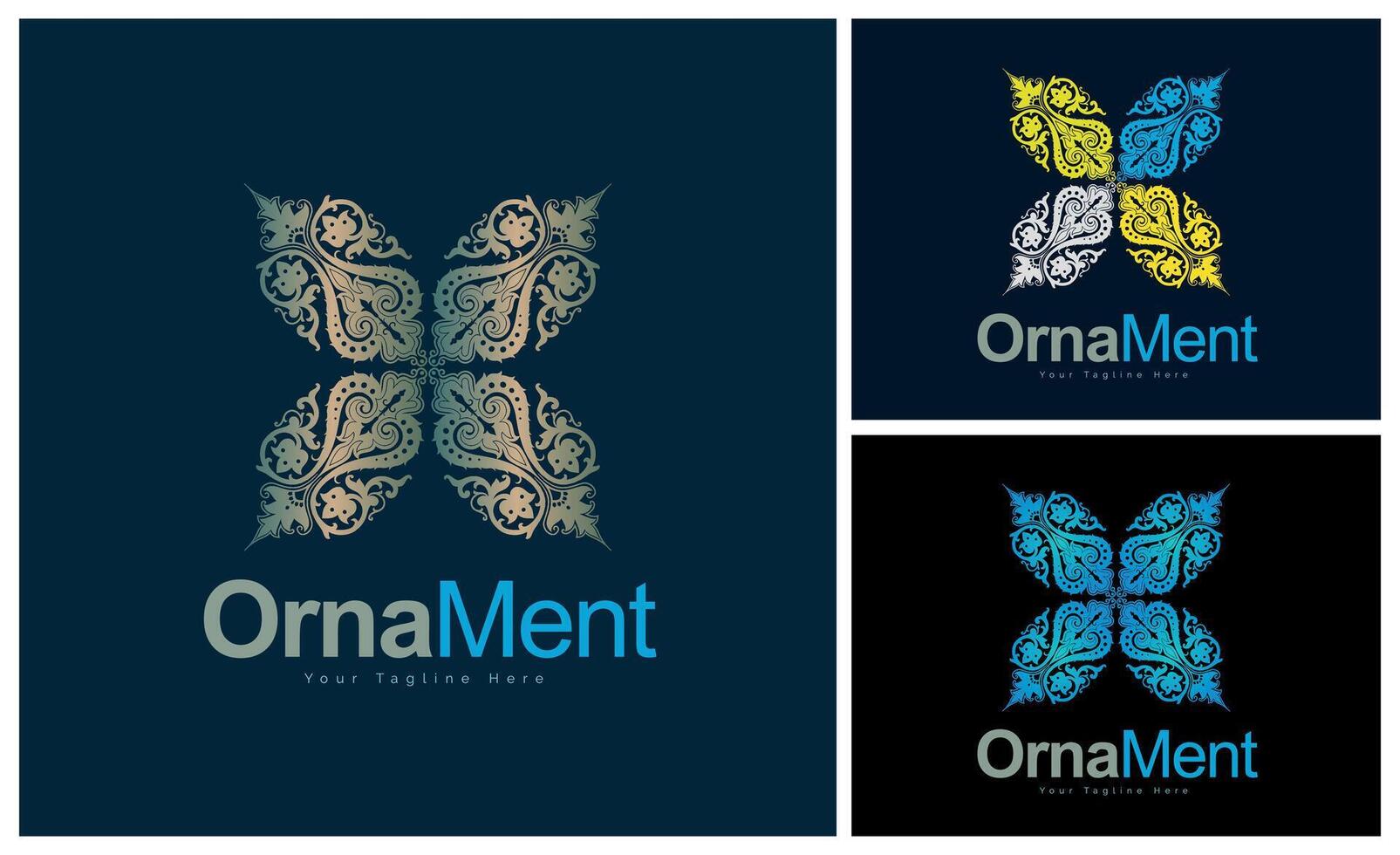 ornament pattern colourful set modern luxury art and craft logo template design vector