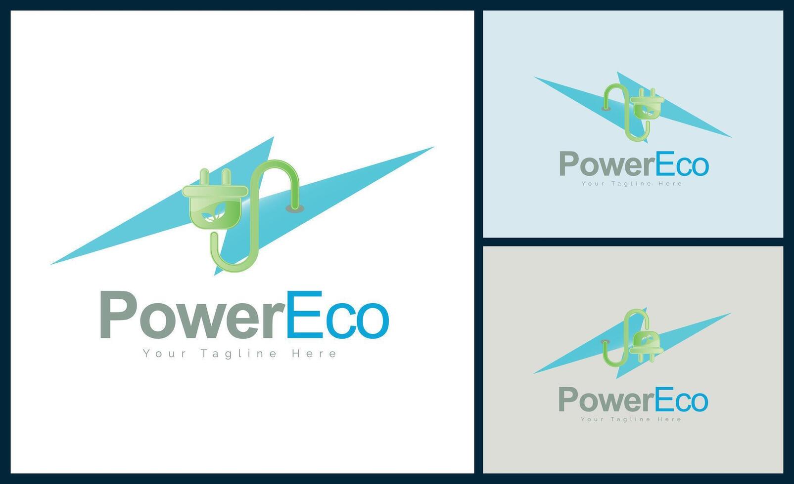 Power Eco flash electric plug leaves go green energy logo template design vector