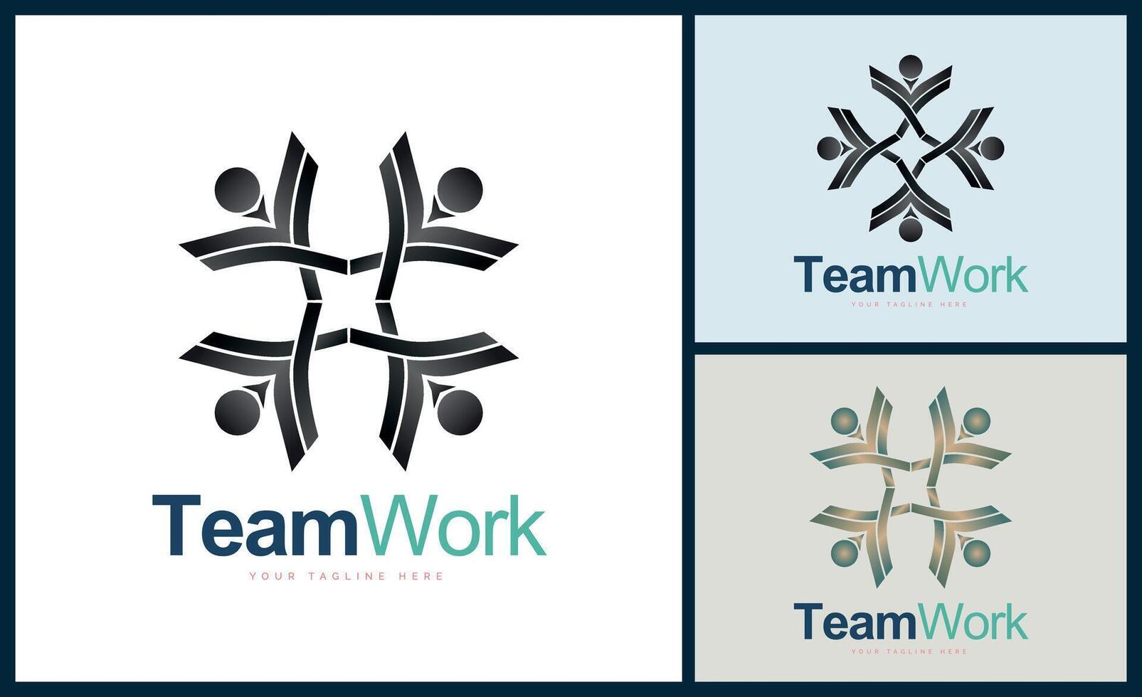 team work connection people falcon flying bird logo design template vector