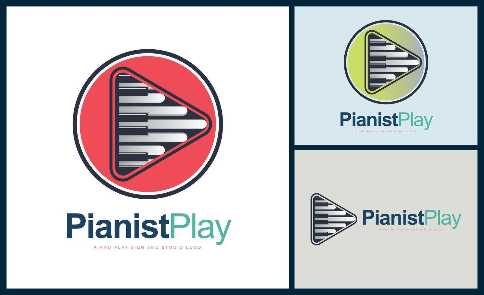 Pianist Play sign Piano tuts music studio label composer logo design template vector