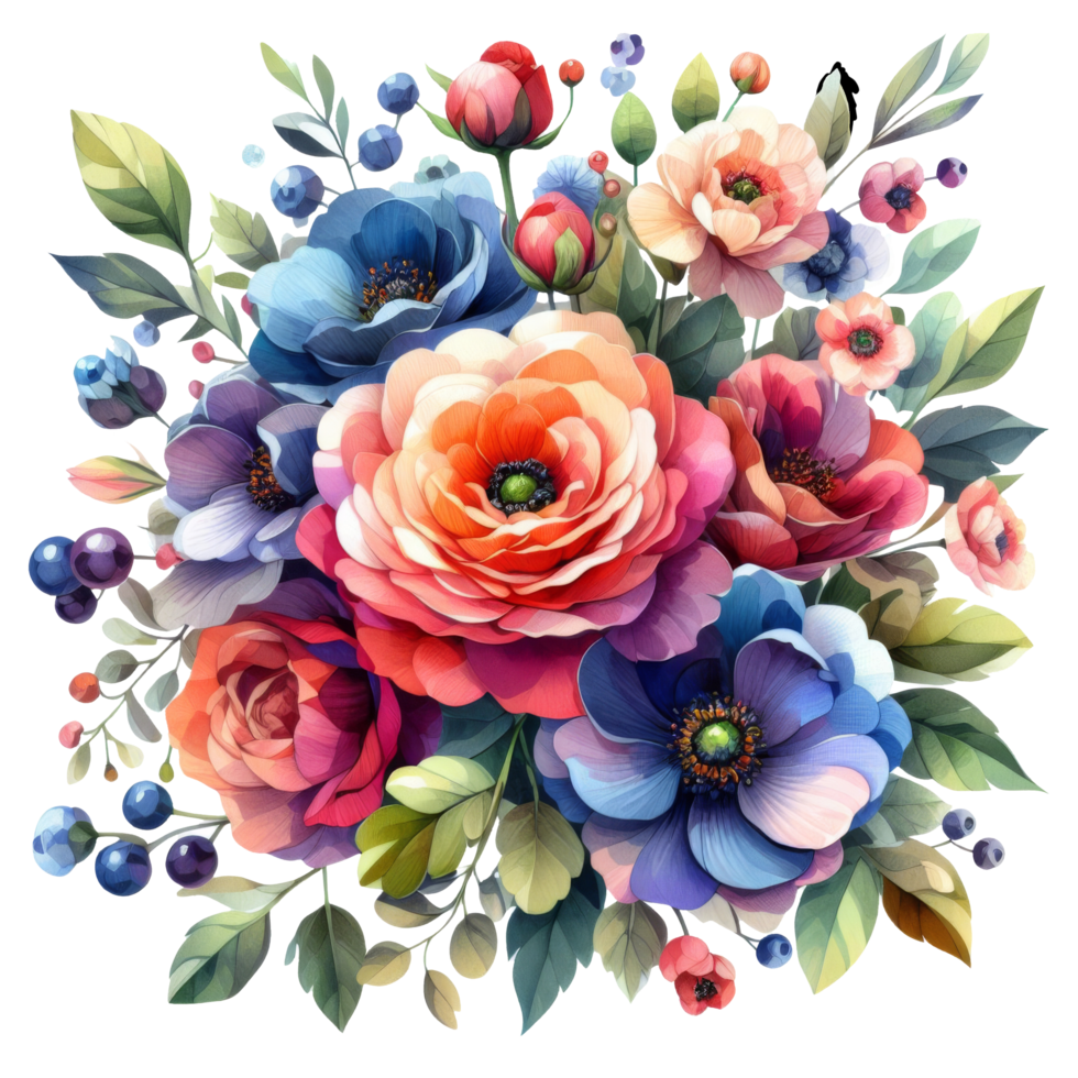 AI generated Bouquet of rose flowers suitable for greeting cards, invitations, wedding stationery, floral design, social media, and personal projects. png