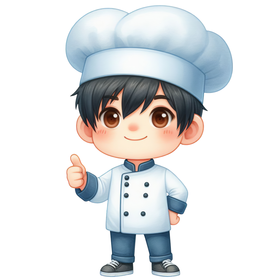 AI generated Cartoon chef with thumbs up, suitable for food blogs, restaurant menus, cooking classes posters, culinary websites, and cooking tutorials. png