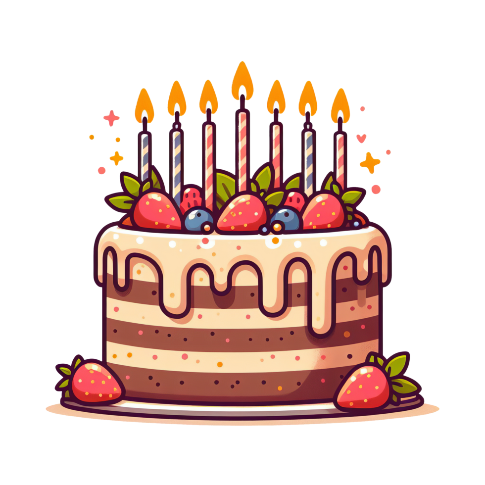 ai gerado aniversário bolo com velas para celebração conceito. perfeito para aniversário festa convites, cumprimento cartões, social meios de comunicação Postagens, e evento panfletos. png