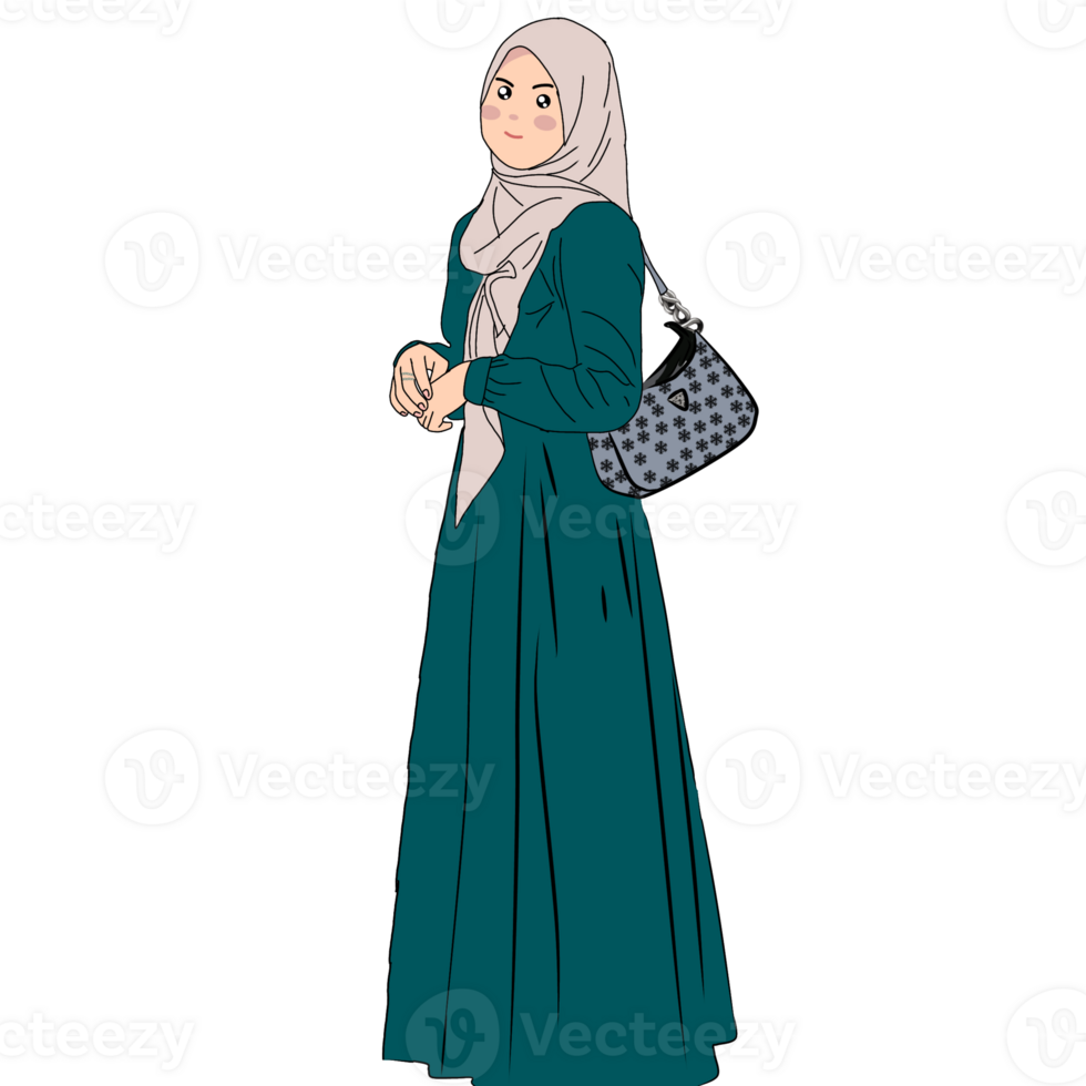 Happy Eid Mubarok Cartoon Muslimah png