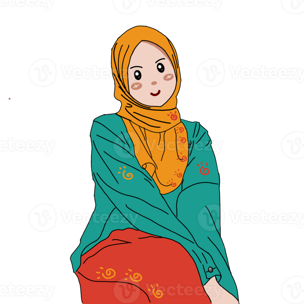 Hijab girl with cake dress png