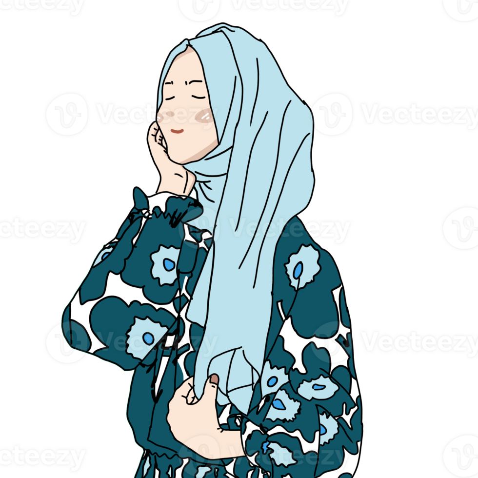 Happy Eid Mubarok Cartoon Muslimah png