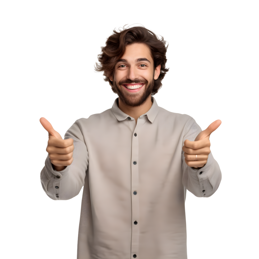 AI generated Portrait of young man pointing with surprised expression attractive cheerful amazed, isolated on white background png