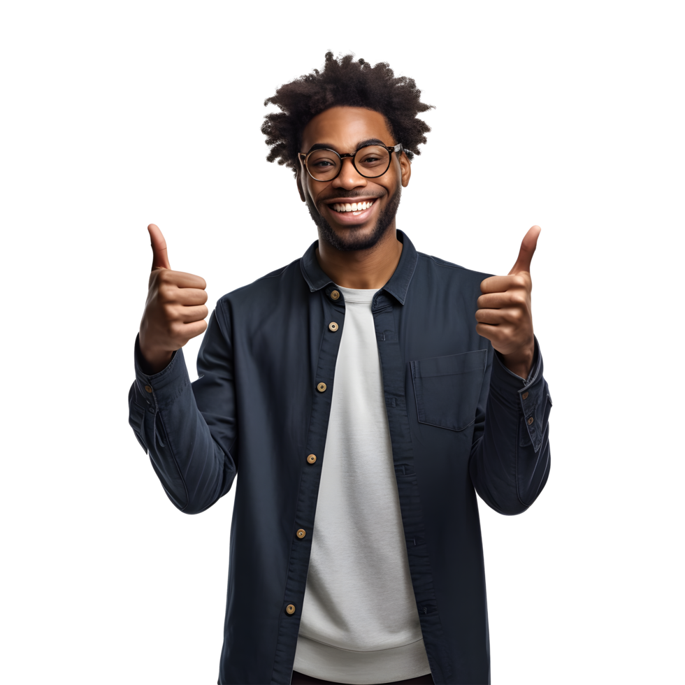 AI generated Portrait of young man pointing with surprised expression attractive cheerful amazed, isolated on white background png