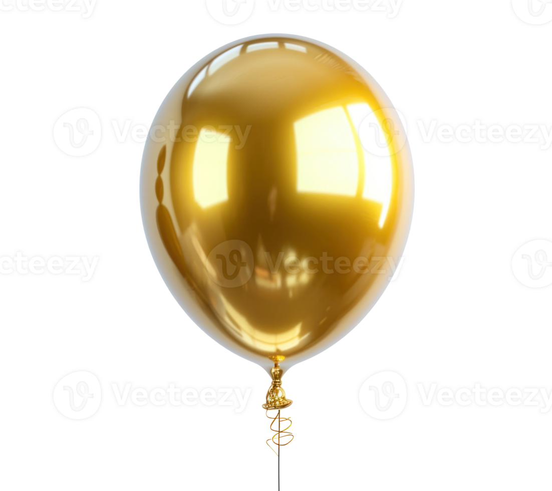 AI generated a gold balloon isolated png