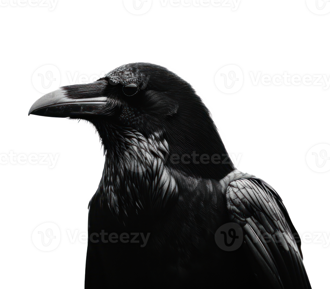 AI generated a black crow in silhouette isolated png