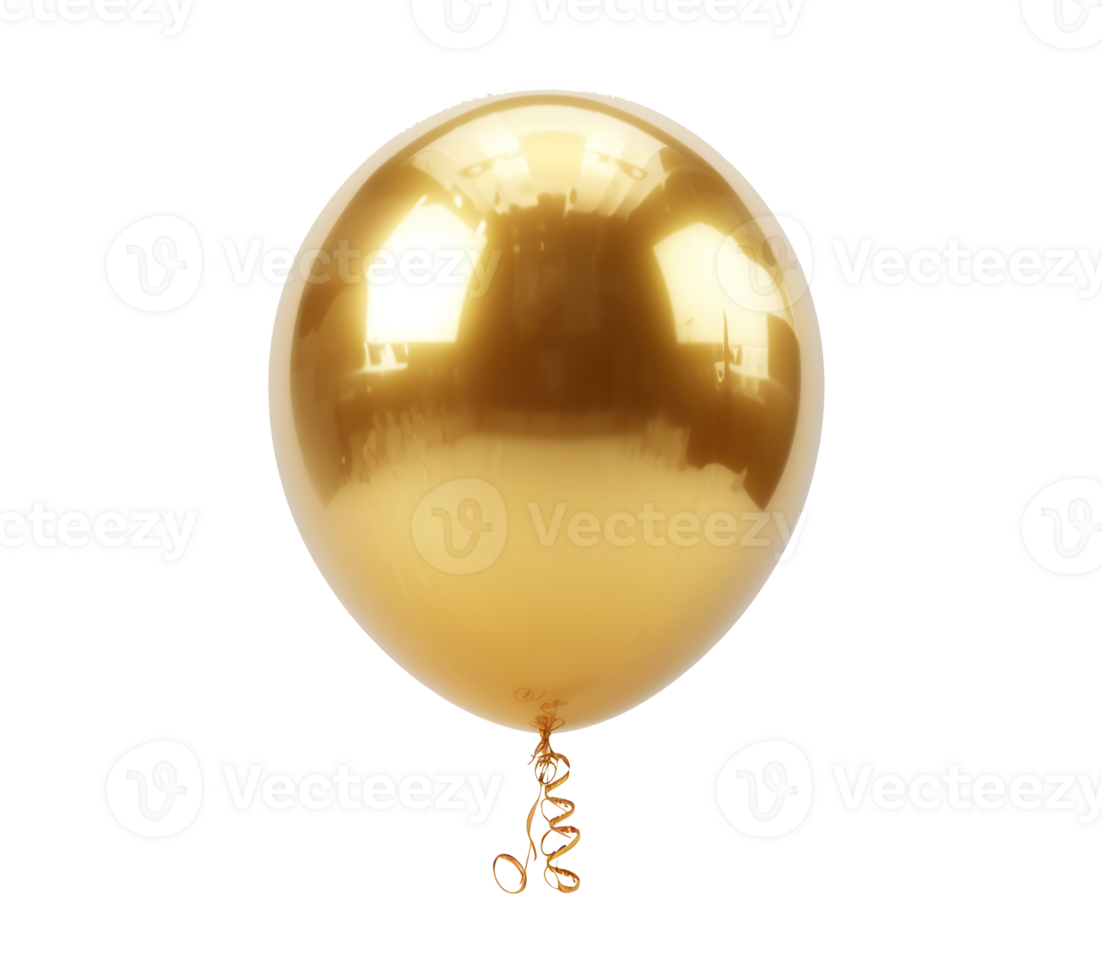 AI generated a gold balloon isolated png