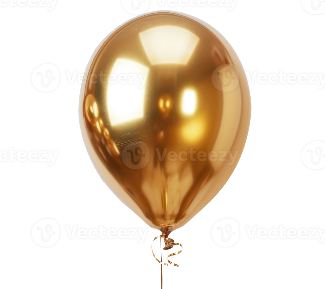 AI generated a gold balloon isolated png