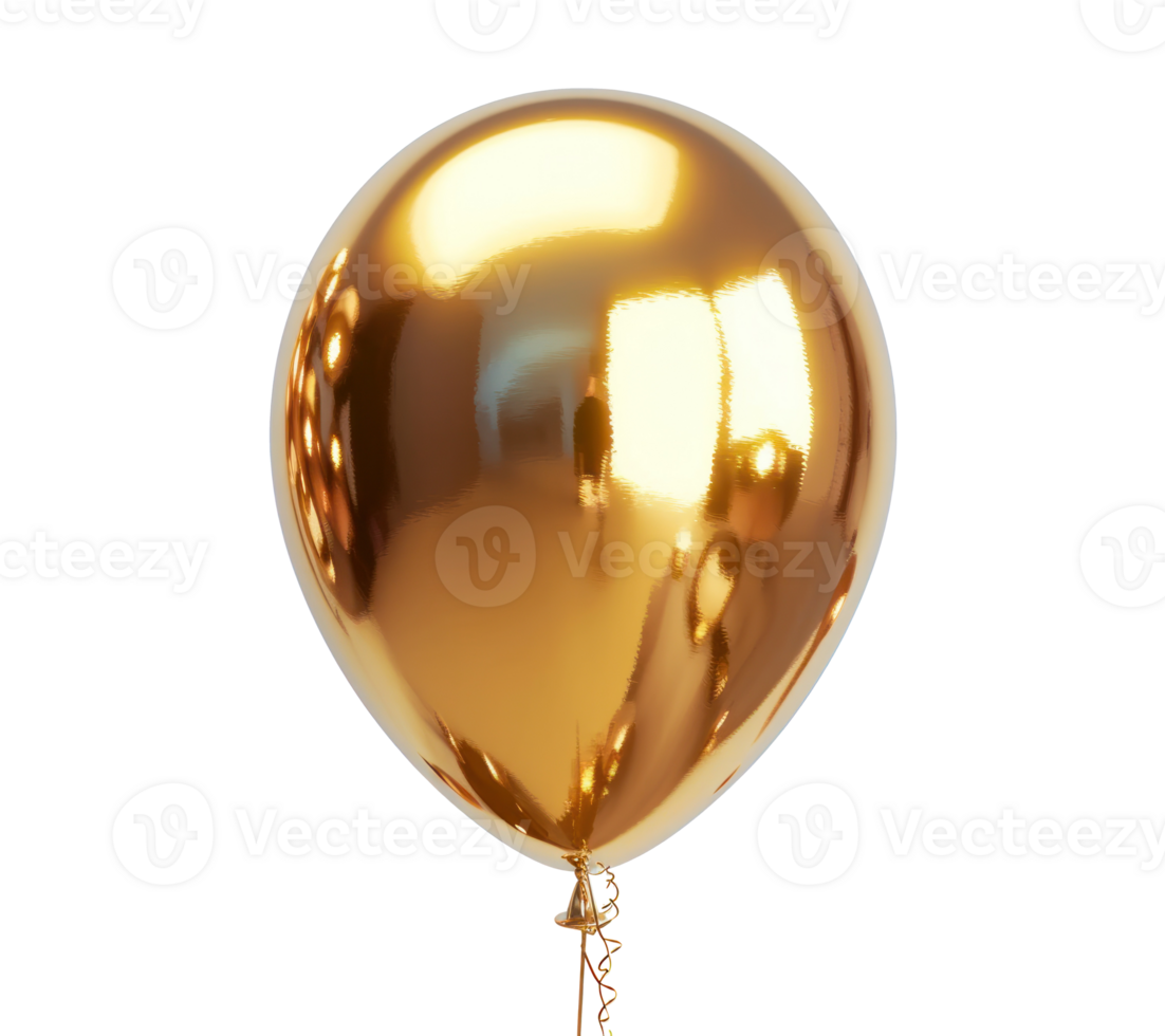 AI generated a gold balloon isolated png