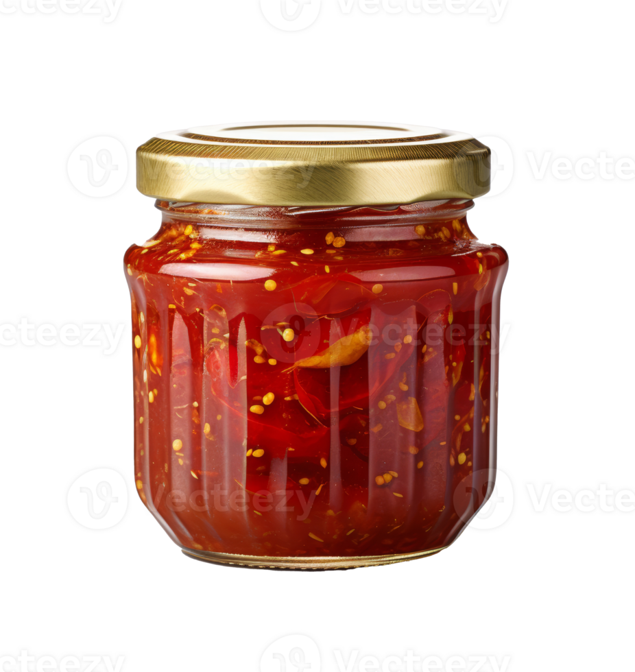 AI generated a jar containing sauce with chili in it png