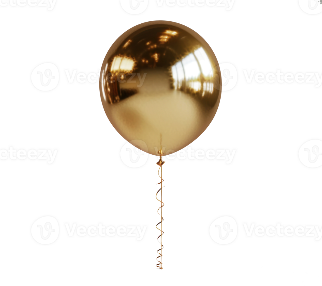 AI generated a gold balloon isolated png