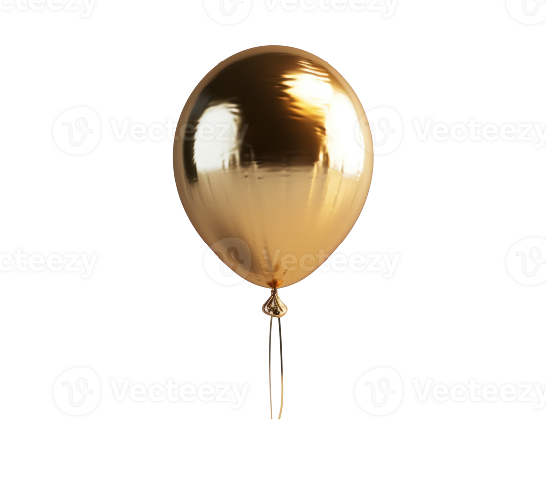 AI generated a gold balloon isolated png