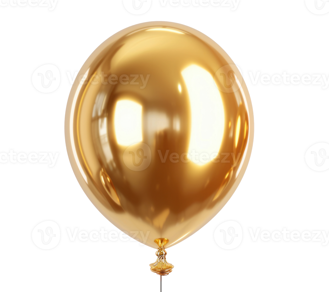 AI generated a gold balloon isolated png