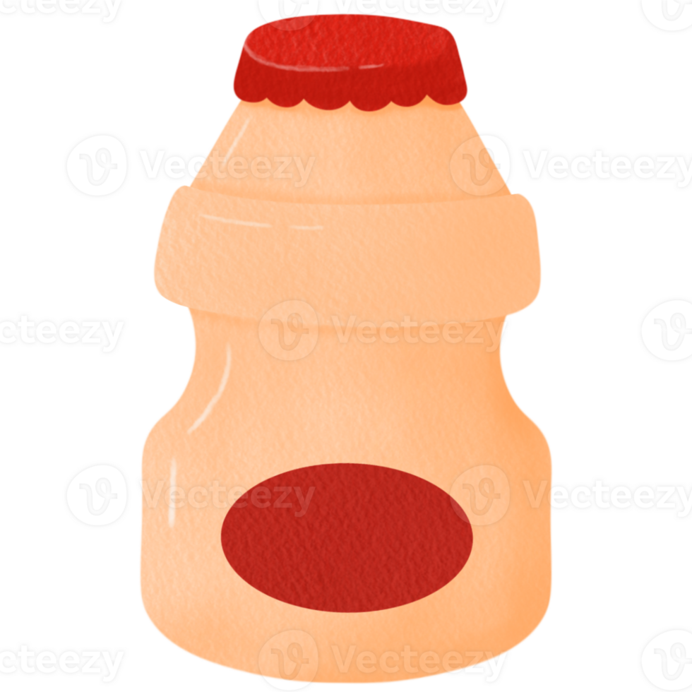 Yogurt probiotico bevanda bottiglia nel carino acquerello disegno illustrazione png