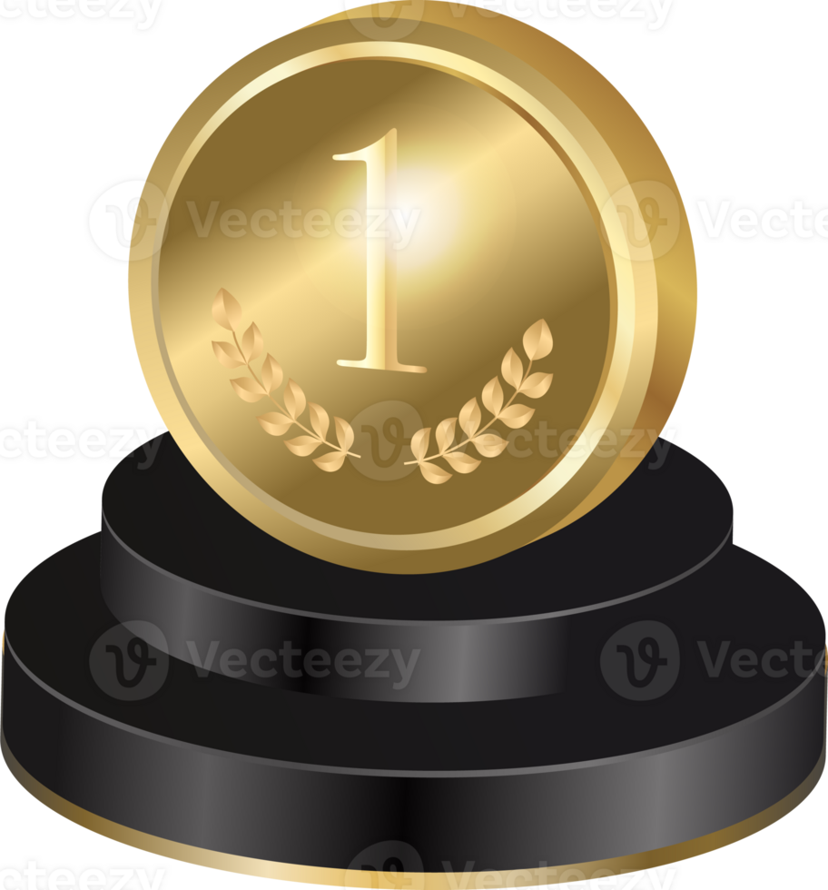 3d Champion Gold Medaille, Sieg, Wettbewerb, Erfolg, Leistung Konzept. png