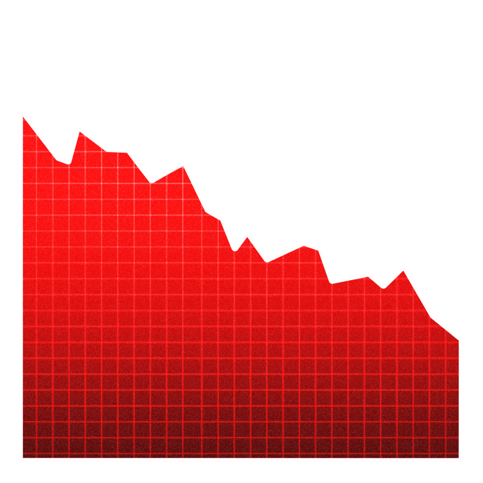 röd gående ner stock ikon på transparent bakgrund. finansiell marknadsföra krascha Graf png. Graf Diagram nedåtgående trend symbol. Diagram gående ner tecken. png