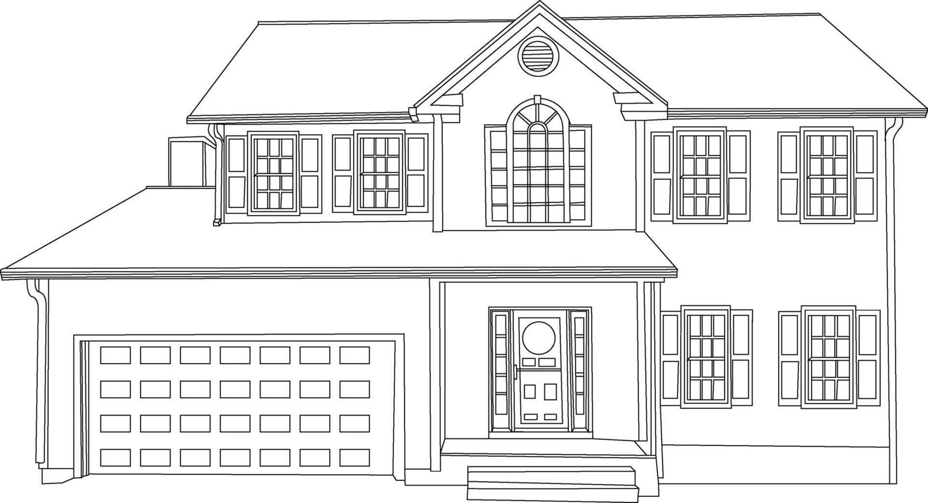 One line drawing house vector