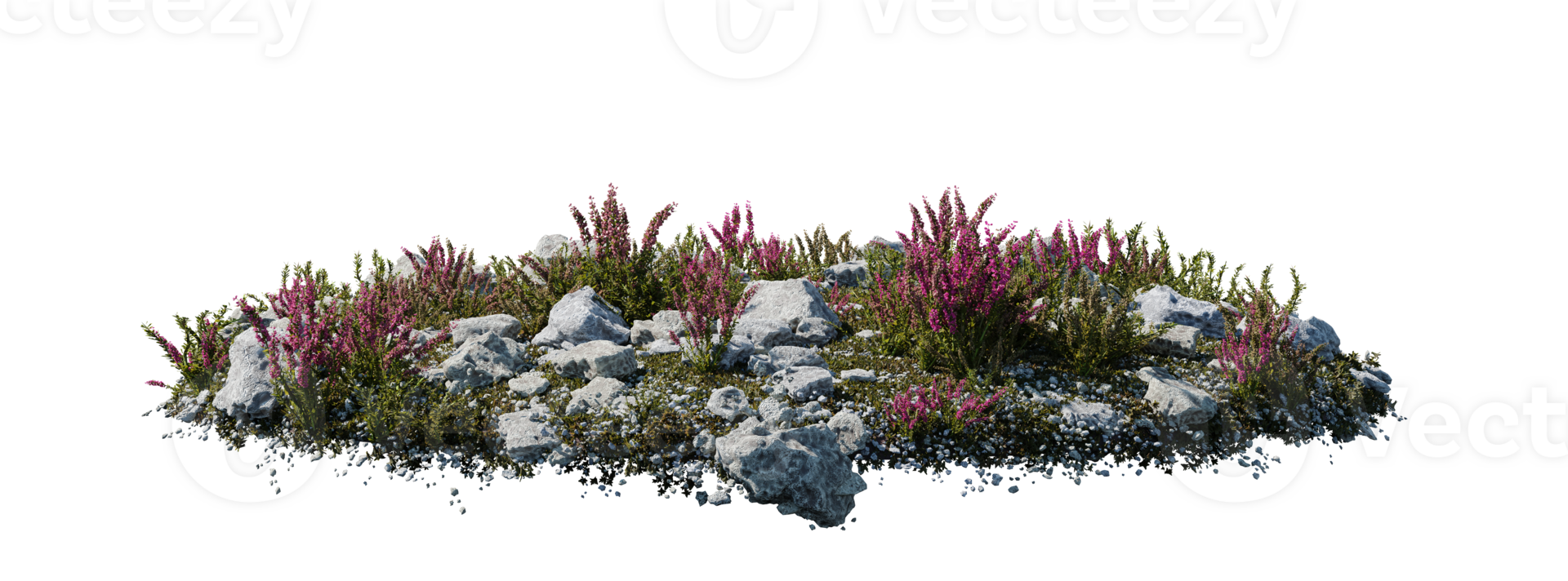 Round surface patch covered with flowers, green or dry grass isolated on white background. Realistic natural element for design. Bright 3d illustration. png